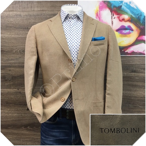 Tombolini Other - TOMBOLINI Mens Cotton Blazer Sport Coat Casual Jacket Size 42R Classic Suit
